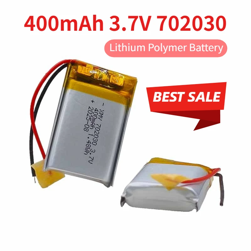 400mAh 3,7 V 702030 batería de polímero de litio para instrumentos de belleza juguetes DIY MP3 GPS PSP DVR Control remoto Drone
