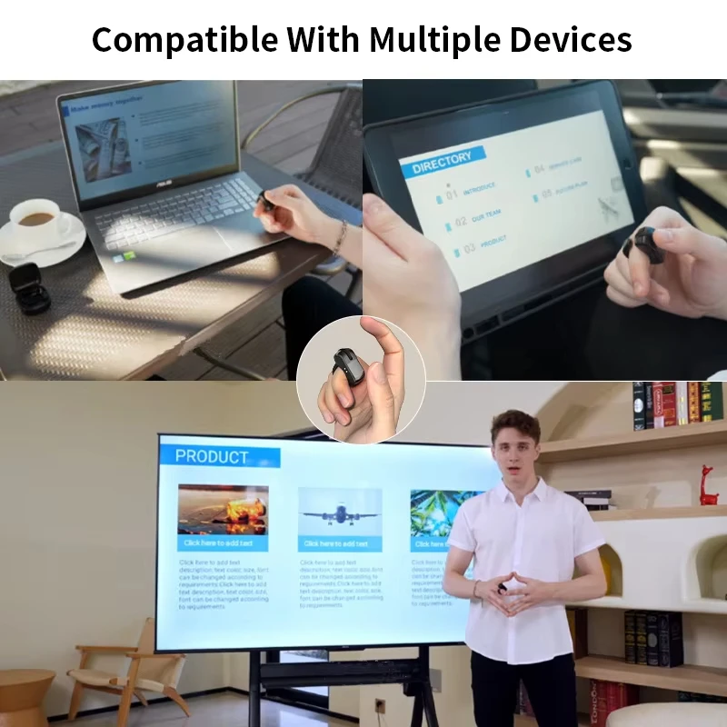 Anillo de ratón recargable Mini peso ligero Bluetooth 2,4G modo Dual amplio Compatible Control remoto escaneo de Selfie discurso de vídeo corto - imagen 3