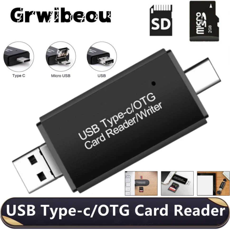 Grwibeou-lector de tarjetas 5 en 1, adaptador de unidad Flash USB/tipo C, SD, Micro SD, TF, para ordenador portátil, PC, lector de tarjetas inteligentes Multi OTG