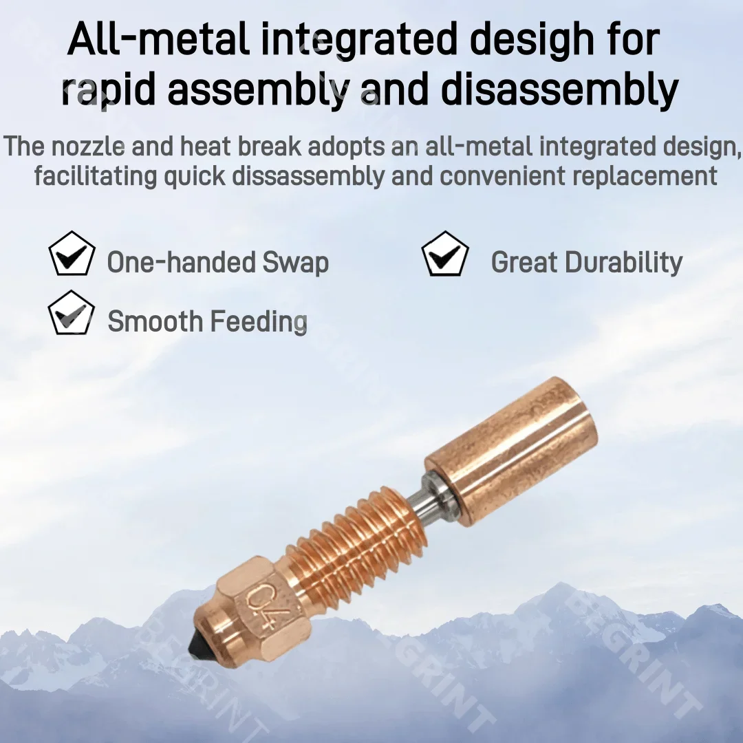 Boquilla de intercambio rápido para extrusora, accesorio para Creality Ender 3 S1 Series, actualización de cobre y titanio, Sprite, Ender-3, S1 Series/CR-10 Smart Pro - imagen 2