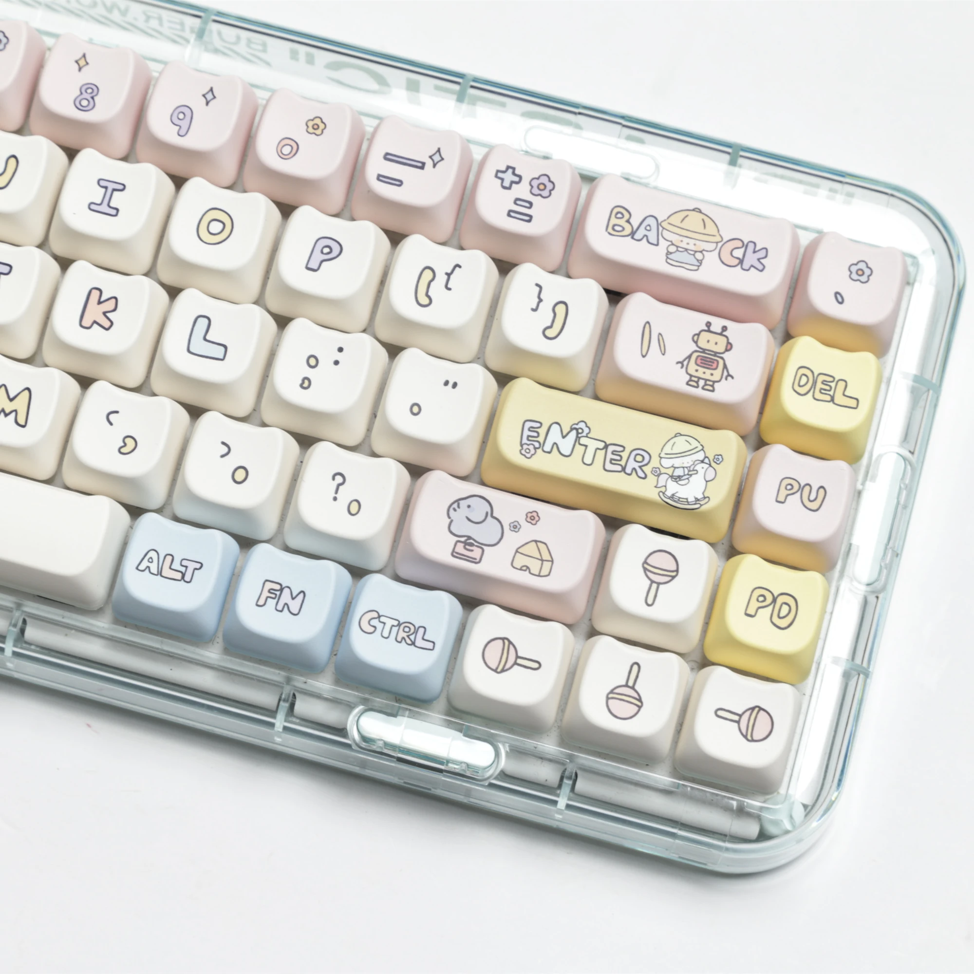 Teclas con perfil JCM MAO, teclas de gato PBT Dye-Sub para teclado mecánico MX Switch Gaming GK75, regalo para niña - imagen 5
