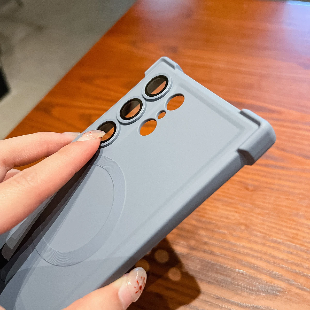 Funda magnética para Samsung Galaxy S25 S24 S23 Ultra Plus FE, funda a prueba de golpes, cojín de aire, película de silicona líquida para cámara, Fundas - imagen 5