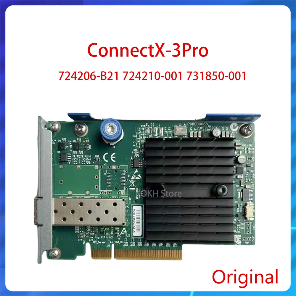 Adaptador Original 10G 544FLR-QSFP 724206-B21 724210-001 731850-001 Tarjeta de fibra óptica de 10GB ConnectX-3Pro Tarjeta Ethernet