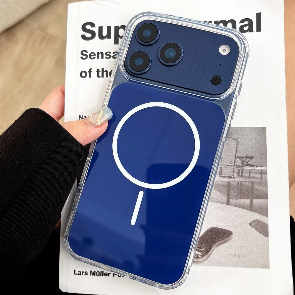 Funda magnética suave de armadura transparente para iPhone 17Air 17 Pro Max, cargador inalámbrico para Magsafe, cubierta de colores originales a prueba de golpes - imagen 3