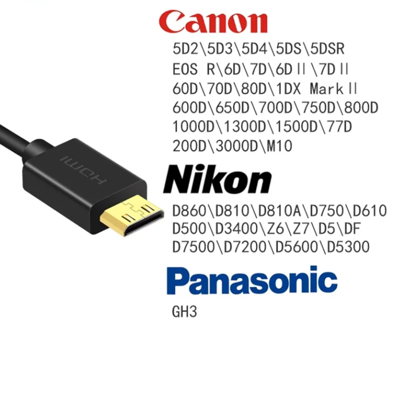 Mini HDMI de alta velocidad, Cable compatible con HDMI, 1m, 1,5 m, 2m, 3m, 5m, 4K, 3D, 1080P, para cámara, monitor, proyector, portátil - imagen 2