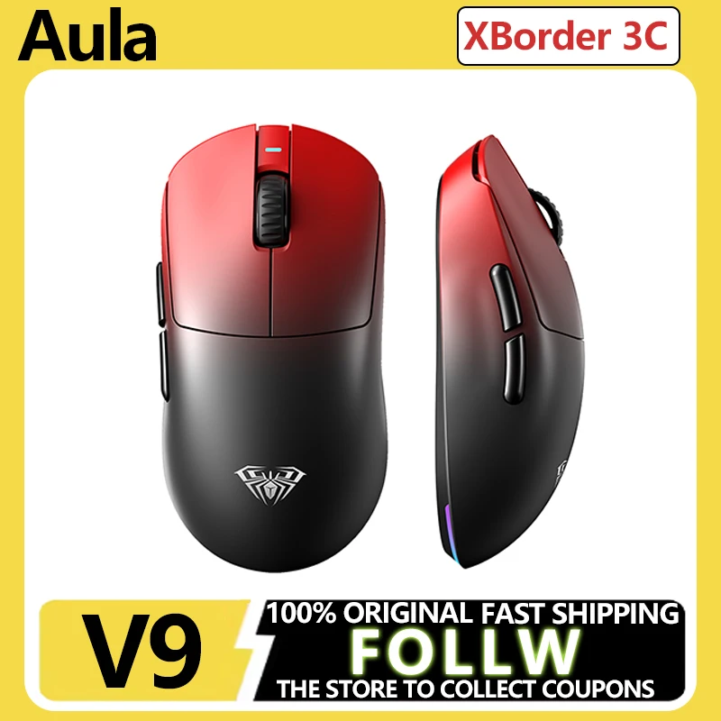 Nuevo ratón inalámbrico Aula V9 para juegos de deportes electrónicos doble 8k 3 modos PAW 3395 8k ratón ergonómico ligero actualización de accesorios de PC personalizados