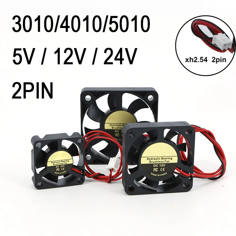 3cm 4cm 5cm rodamiento hidráulico DC 2PIN 3010 4010 5010 30mm 40mm 50mm ventilador 5V 12V 24V refrigeración sin escobillas 50x10mm para impresora DC A7 - imagen 3
