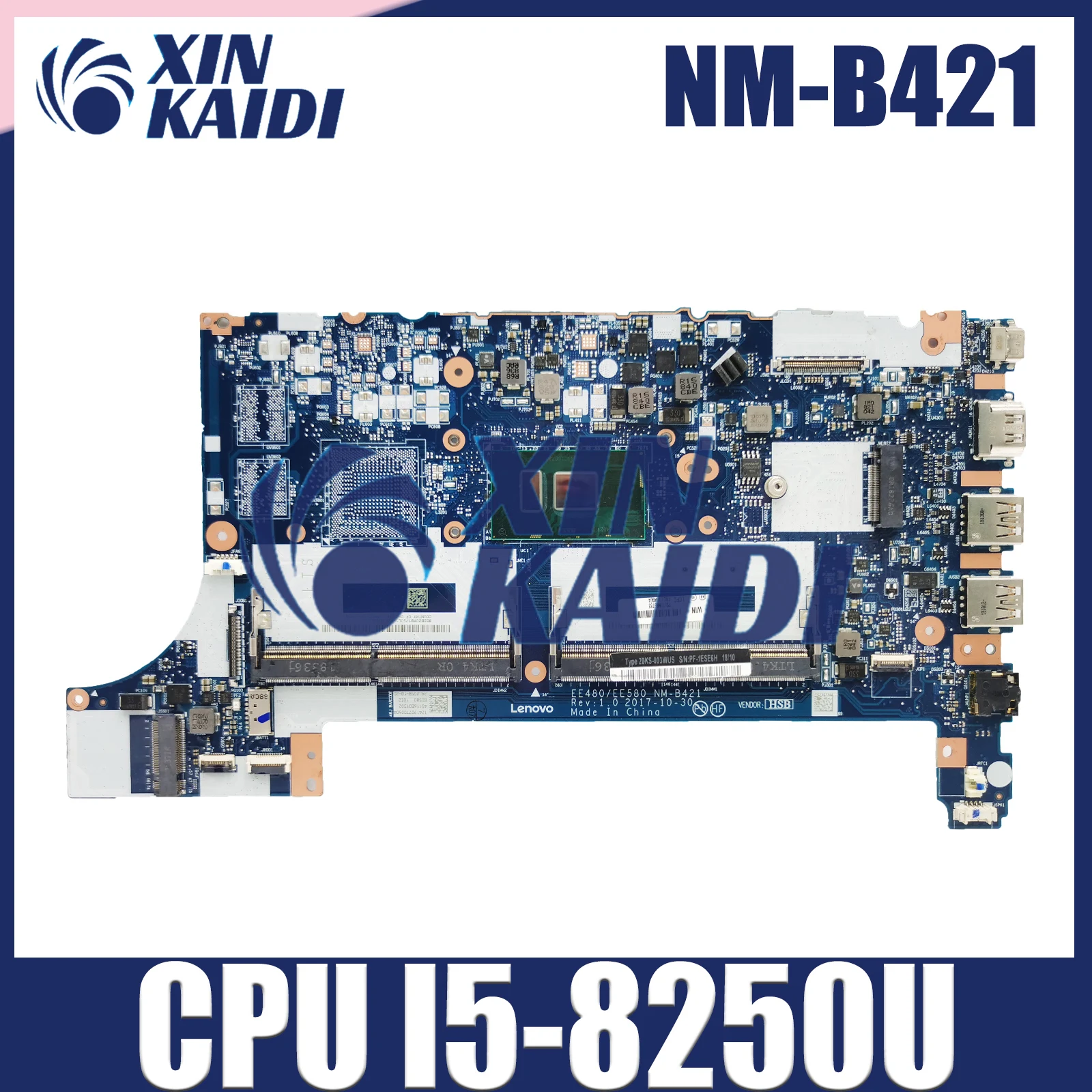 Para Lenovo ThinkPad E480 E580 placa base para ordenador portátil NM-B421 con i5-8250U CPU placa base para portátil completamente 100% probado OK