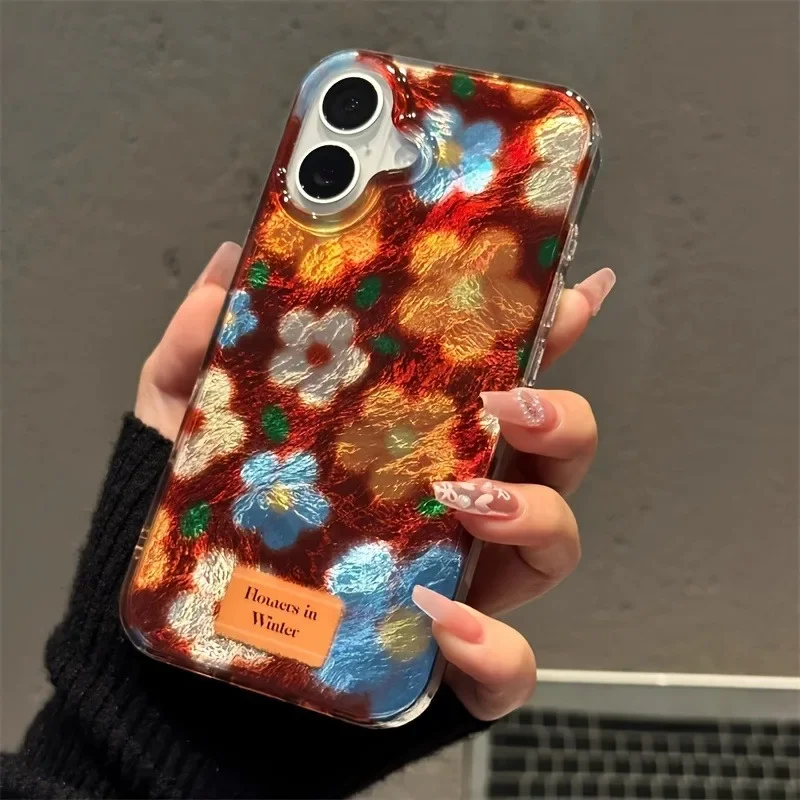 Carcasa perforada Vortex IND Retro pequeña flor funda de teléfono para iPhone 11 12 13 14 15 16 17 Pro Max XR X XS 7 8 16 Plus cubierta suave - imagen 5