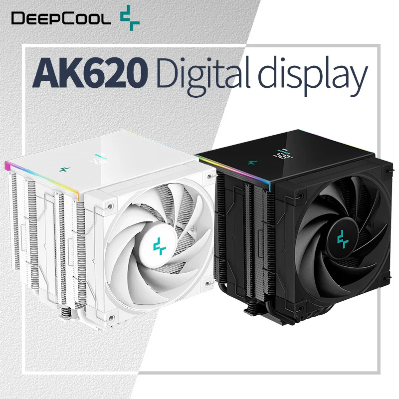 DeepCool AK620 Digital Twin Towers CPU enfriador de aire 6 heatpipes blanco ventiladores duales radiador para LGA1700 2011-v3 115X 1200 AMD AM4 AM5 - imagen 2