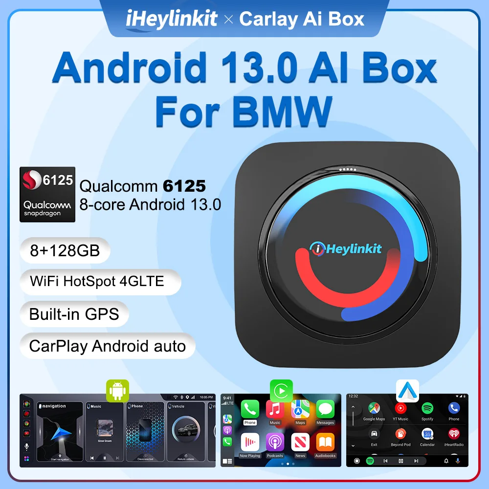 IHeylinkit BW550M Smart Ai Box adaptador CarPlay inalámbrico Android Auto Android13.0 QCM6125 compatible con Software de videojuegos Google Play