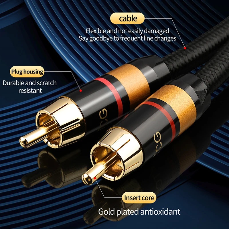 Cable Coaxial de Audio Digital HiFi, Audio estéreo de alta gama de 75Ω, Rca a Rca macho, Cable Coaxial SPDIF para proyector DVD, altavoz de TV - imagen 5