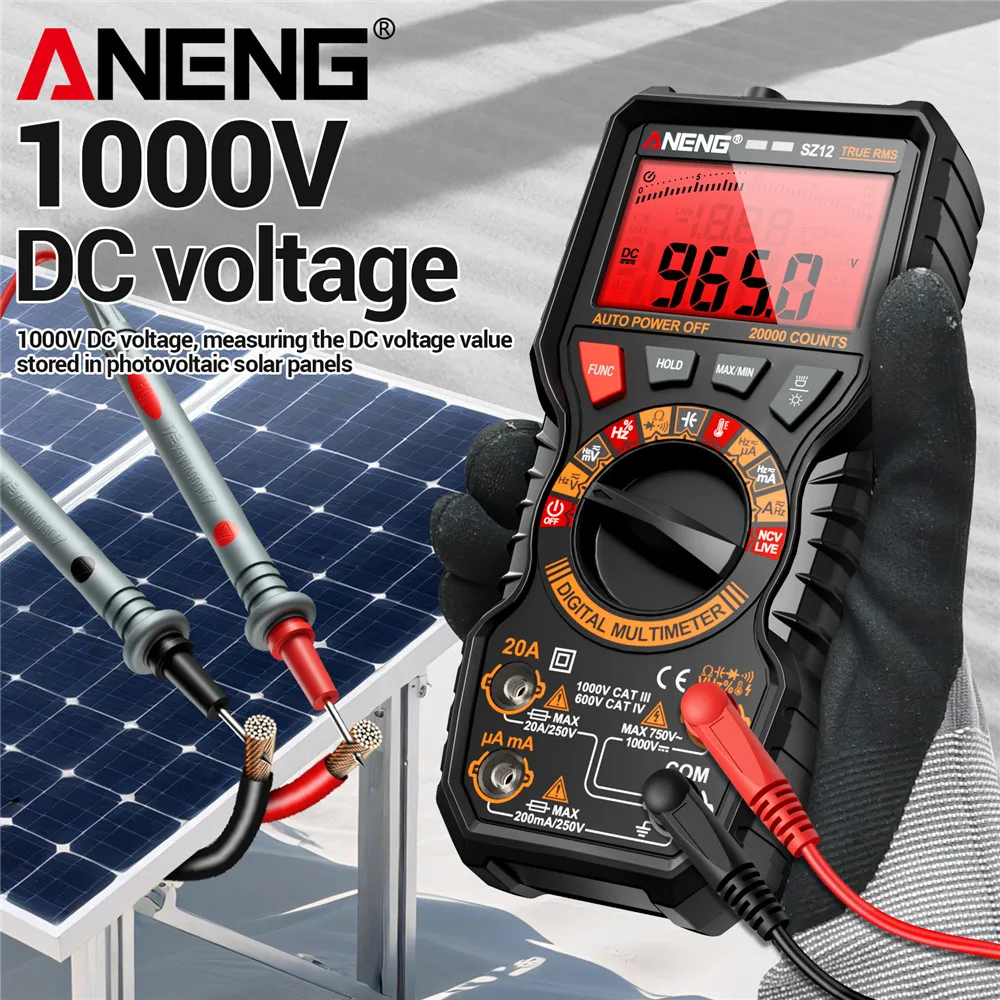 ANENG-multímetro SZ12 de 1000V, multímetro de corriente/voltaje, 20000 recuentos, 99% probador de ciclo de trabajo, 100MOhm, 20A, herramientas de inducción de 10MHz - imagen 3