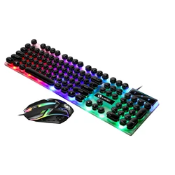 GTX300 Juego Teclado y Ratón Retro Punk USB Retroiluminado con Cable