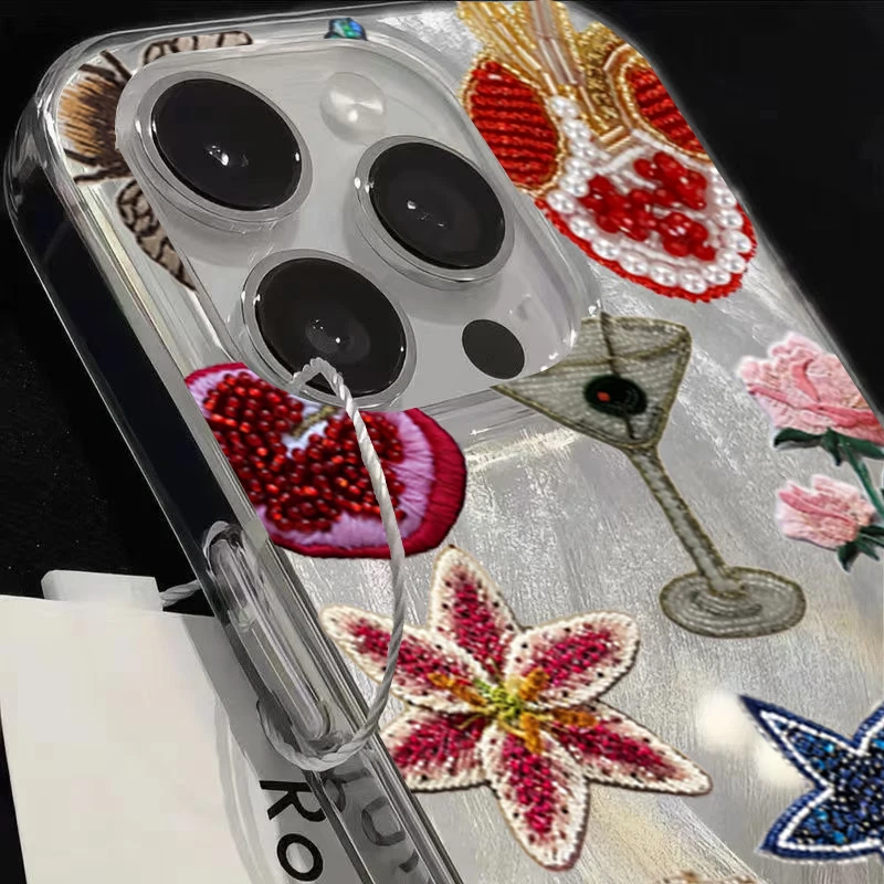 Funda de teléfono con diseño de flores y estrellas de Granada y corazón con cuentas únicas para iPhone 17 16 15 14 Pro Max 13 12 11 XS XR 7 8 Plus 16e - imagen 3