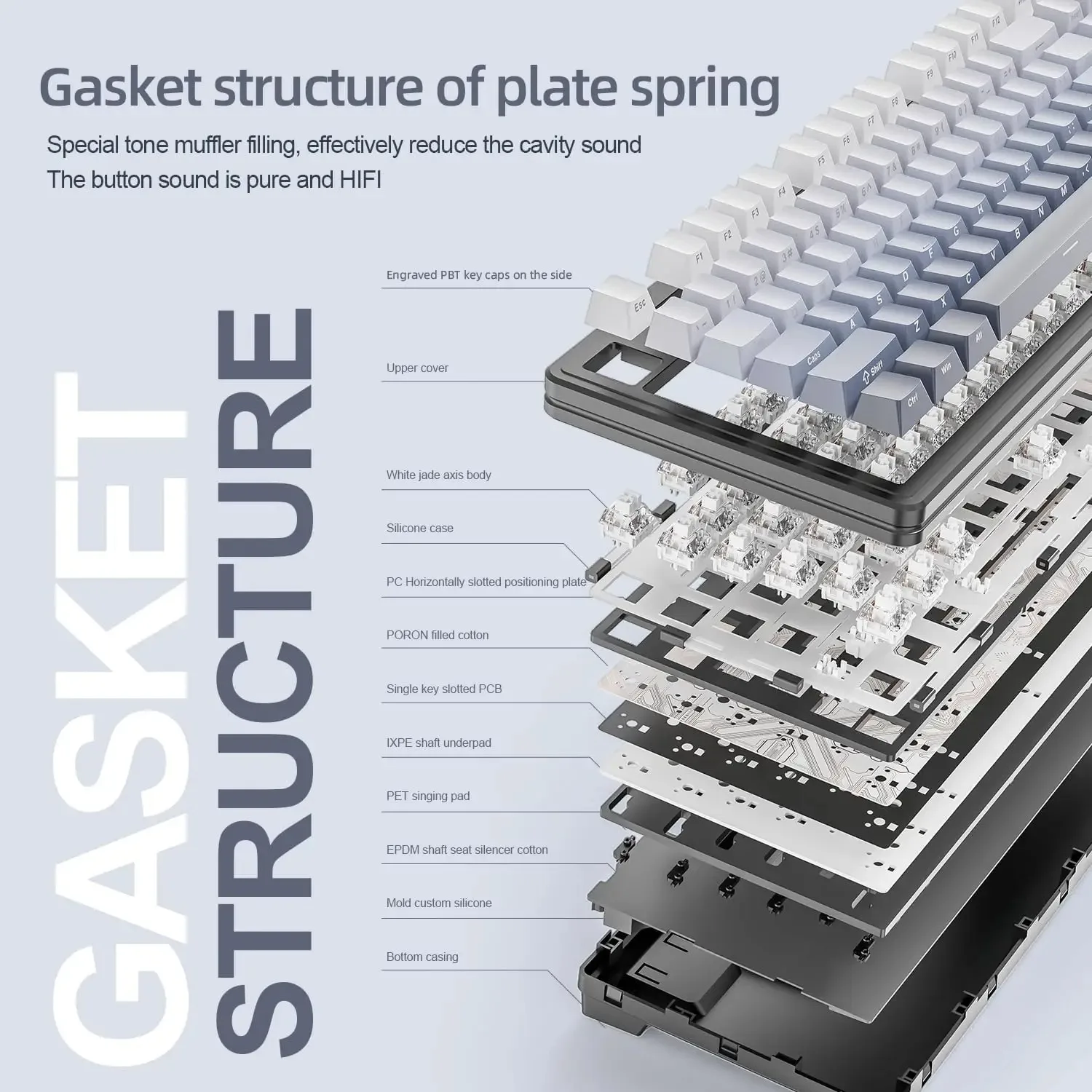 Teclado mecánico para jugar Attack Shark M87 PRO, inalámbrico, triodo, intercambiable en caliente, interruptor personalizado TKL 5000mAh RGB, accesorios para PC - imagen 5