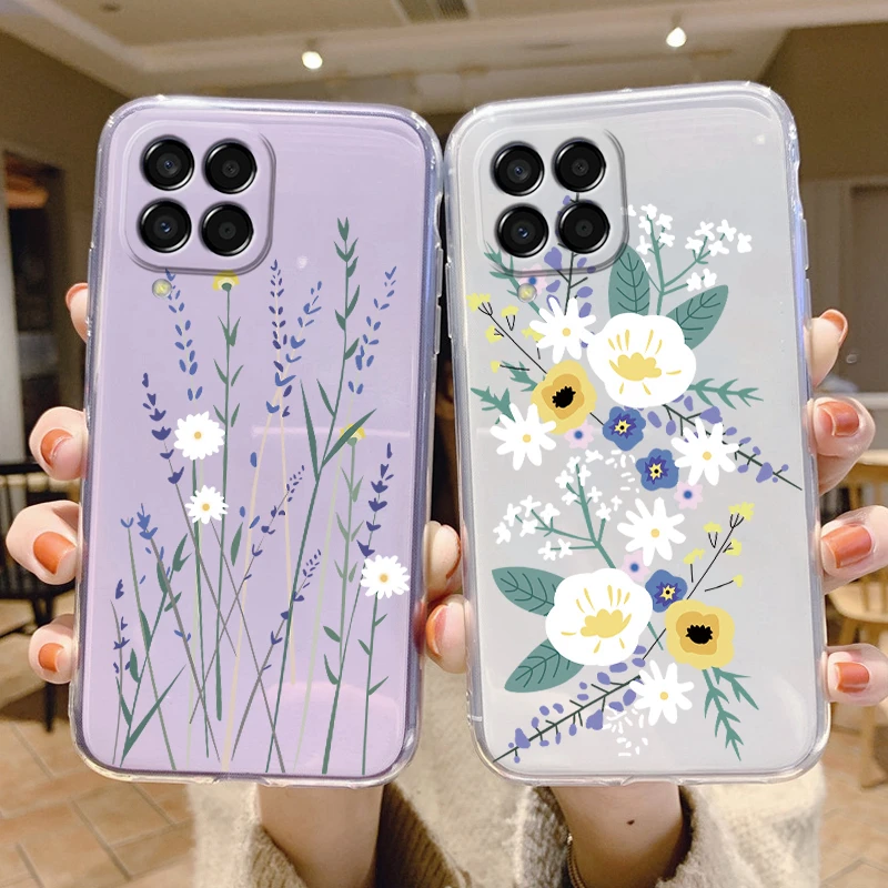 Funda protectora de silicona suave para Samsung Galaxy M33 5G, carcasa transparente con flores y mariposas bonitas - imagen 2