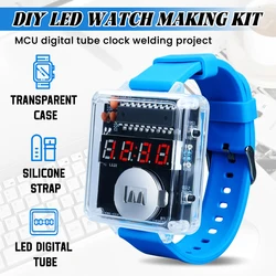 Kit de reloj digital LED para montar y soldar con carcasa transparente