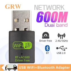 Adaptador WiFi Bluetooth USB Dual Band 600Mbps para PC