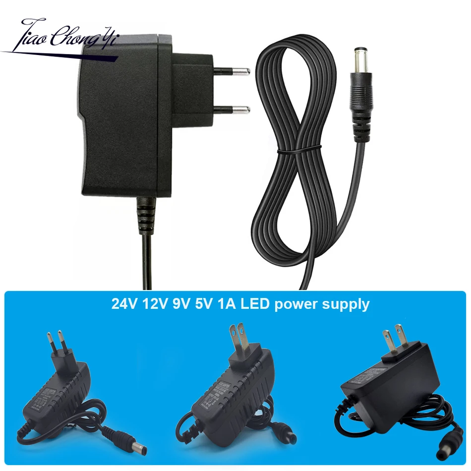 Adaptador de corriente para tiras de luz LED, Cargador Universal de CA 110-240V a cc 5V, 9V, 12V, 24V, 1A, 9A, 12A, 24A, UE y EE. UU.