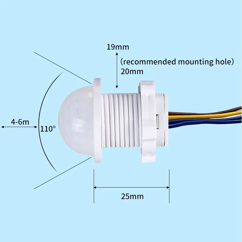 Detector de movimiento infrarrojo para el cuerpo humano, interruptor inteligente PIR de 2 piezas, 110V, 220V, interruptor de luz de encendido y apagado automático - imagen 5