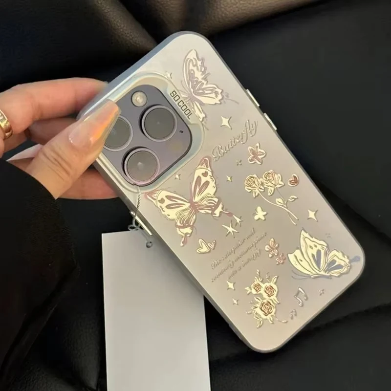 Funda de teléfono hueca con mariposa rosa creativa para Samsung Galaxy S23 S24 S25 Ultra S22 S21 S20 Plus FE A15 A35 A55 cubierta a prueba de golpes - imagen 4