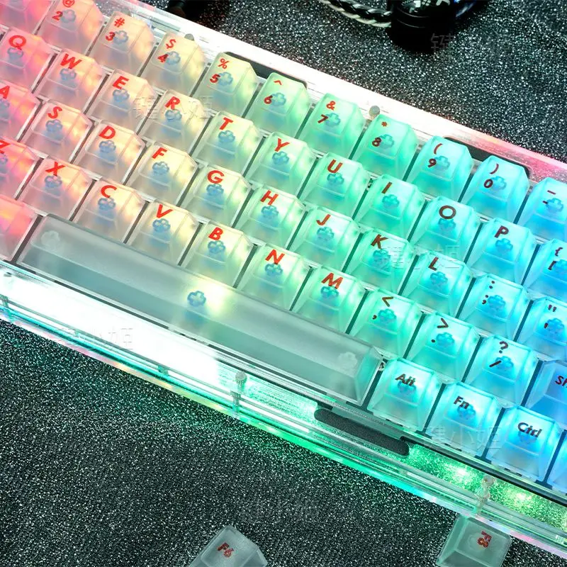 Teclas con tema de niebla blanca, 130 teclas, perfil de cereza, serigrafía, PC, transparente, personalizada, accesorios para teclado mecánico - imagen 4