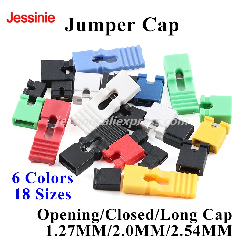50-100 Uds tapa de puente 1,27mm 2,0mm 2,54mm cabezal de Pin de paso tapa corta conector de carcasa de cable derivación cubierta de enchufe de puente de tipo largo