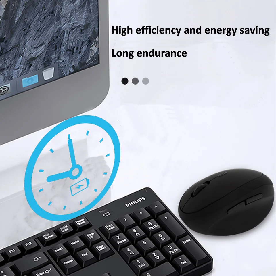 HKXA-ratón Vertical ergonómico 2,4G, inalámbrico, recargable por USB, 1600 DPI, Mini ratón de juego 6D para ordenador, portátil y PC - imagen 5