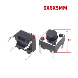 Micro interruptor táctil 4 pines DIP 6x6x5mm – Pack 20 uds