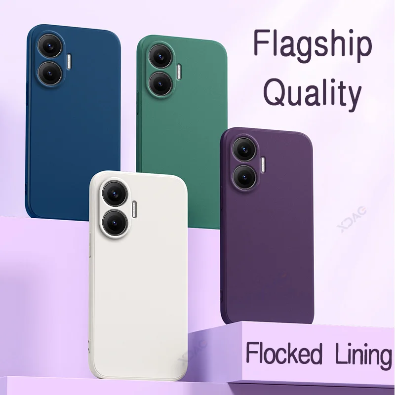 Fundas de teléfono cuadradas originales de silicona líquida para Xiaomi POCO F7 POCOF7 5G 6,83 "360 fundas protectoras suaves bolsas anticaídas a prueba de golpes
