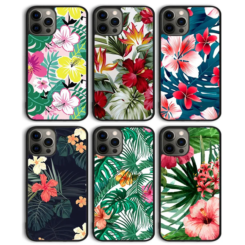 Funda trasera de teléfono con flores tropicales para iPhone 17 Air 16 15 14 13 11 12 Pro Max PlusS Shell Coque