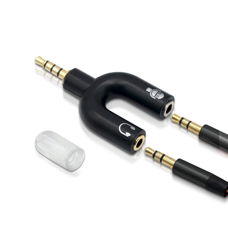 5/10 Uds adaptador tipo U doble 3,5 MM enchufe para auriculares Cables de Audio divisor micrófono 2 en 1 conector giratorio convertidor de Audio - imagen 3