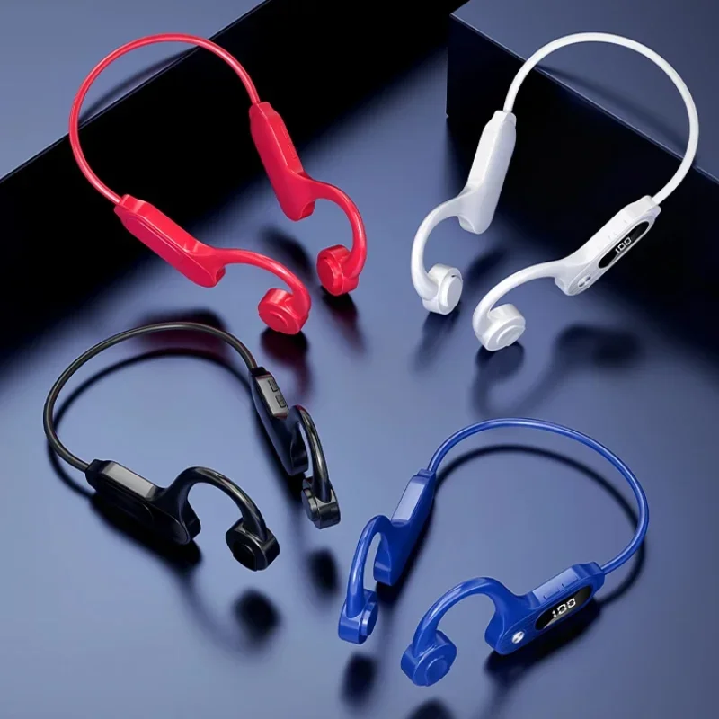 Nuevos auriculares de conducción ósea con pantalla LED, auriculares Bluetooth 5,3 IPX5, auriculares deportivos impermeables, gancho para la oreja, soporte para tarjeta TF