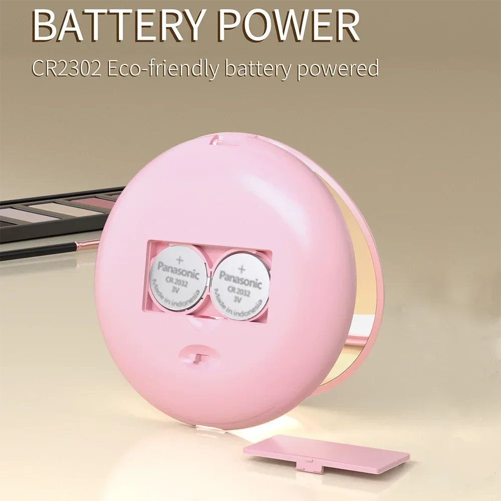 Espejo de maquillaje de viaje con LED, espejo compacto de 3,5 pulgadas iluminado, portátil de doble cara, plegable para bolso de bolsillo - imagen 5