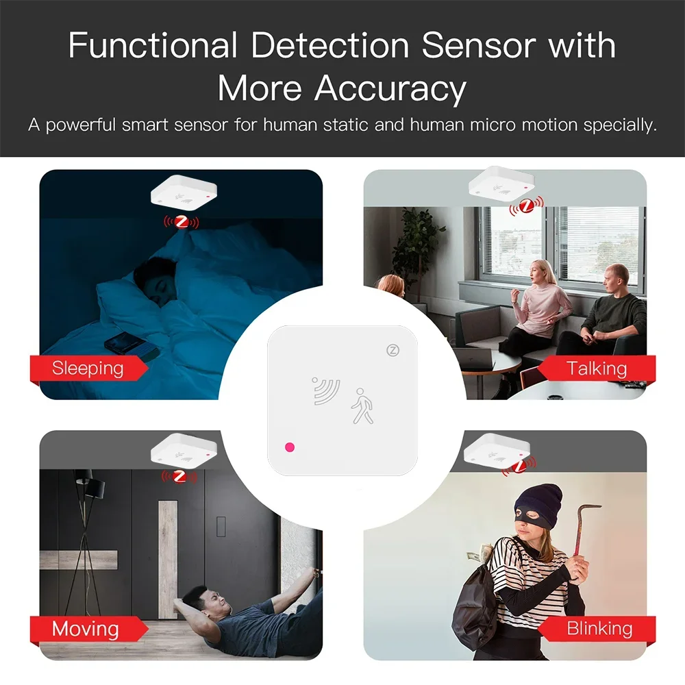 Sensor de presencia humana Tuya WiFi, Detector de Radar MmWave con Sensor de luminosidad para hogar inteligente, vida inteligente, reemplaza el Sensor PIR - imagen 3
