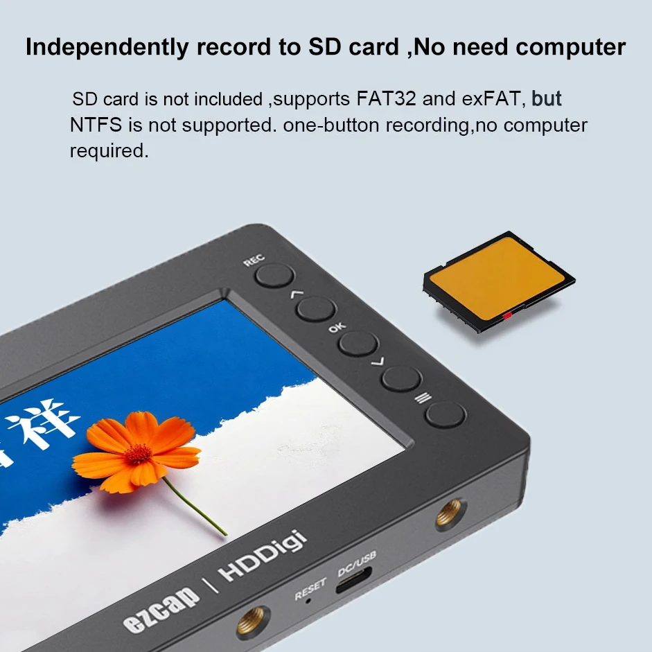 Ezcap 277 1080p HDMI CVBS AV tarjeta de captura de vídeo grabadora de juegos grabación de programación a tarjeta SD pantalla de 5 pulgadas reproducción mezcla de voz - imagen 5