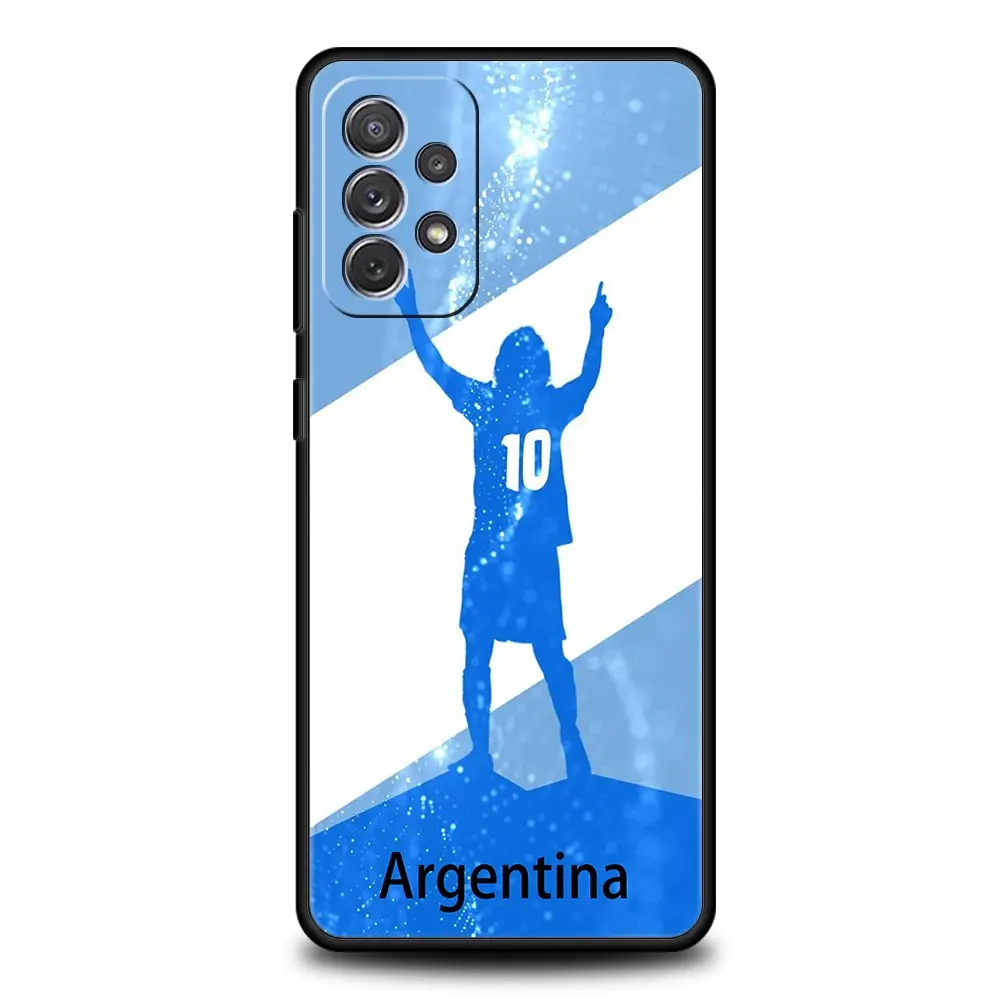 Funda de teléfono con bandera Argentina Soccer 10 para Samsung Galaxy A51 A71 A21S A12 A11 A31 A52 A41 A32 A01 A23 A33 A53 A73 A03 A13 5G - imagen 4
