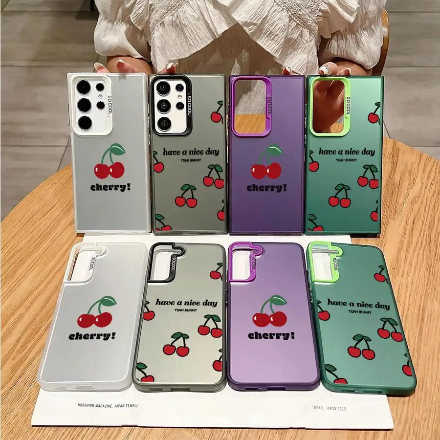 Funda para Samsung Galaxy S25 S23 Ultra S22 S21 S20 Plus S23 Note 20 Ultra S25Edge S24 FE funda de teléfono dibujos animados Cherry Lichee