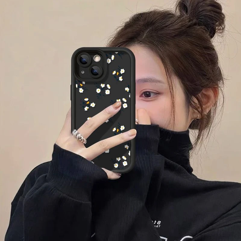 Funda de teléfono con flores florales para iPhone 15 14 Pro Max 11 12 13 Pro Max XS XR X 7 8 Plus cubierta mate suave a prueba de golpes - imagen 4