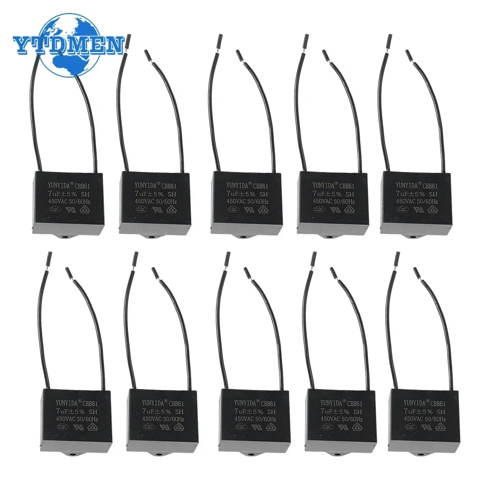 3 uds CBB61 450V condensador de ventilador 0,8/1/1,2/1,5/1,8/2/2,5/3/3,5/4,5/5/6/7/8/10 UF Kit de condensadores rectangulares para Motor de ventilador de techo - imagen 5