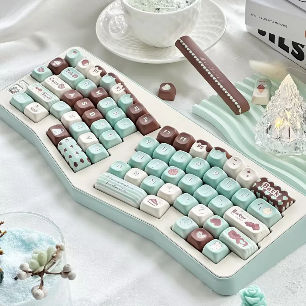 SOA-Teclas de teclado mecánico personalizadas, accesorio Original de sublimación térmica, PBT, Chocolate menta, perfil personalizado, 152 teclas - imagen 4