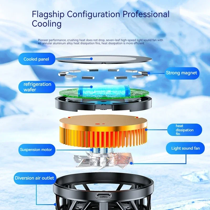 GT31 enfriador magnético para teléfono, radiador Semiconductor portátil para teléfono, refrigeración rápida, Clip trasero de succión magnética, 15W - imagen 5