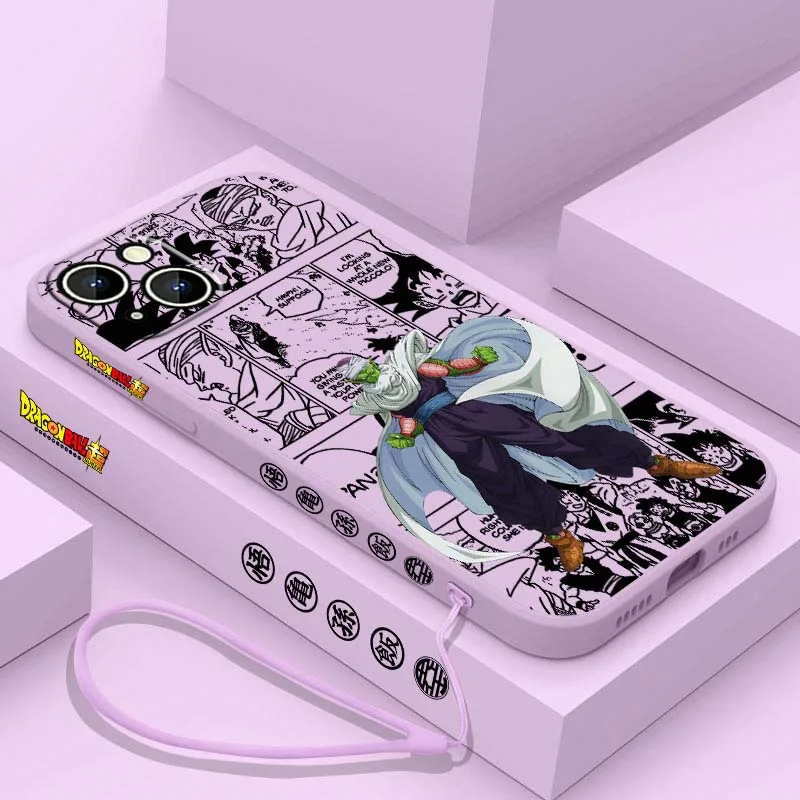 D-Dragon Ball Anime Piccolo para Apple iPhone 17 16 15 14 13 12 11 Air Mini Plus Pro Max cubierta de la caja del teléfono de la cuerda izquierda líquida - imagen 5