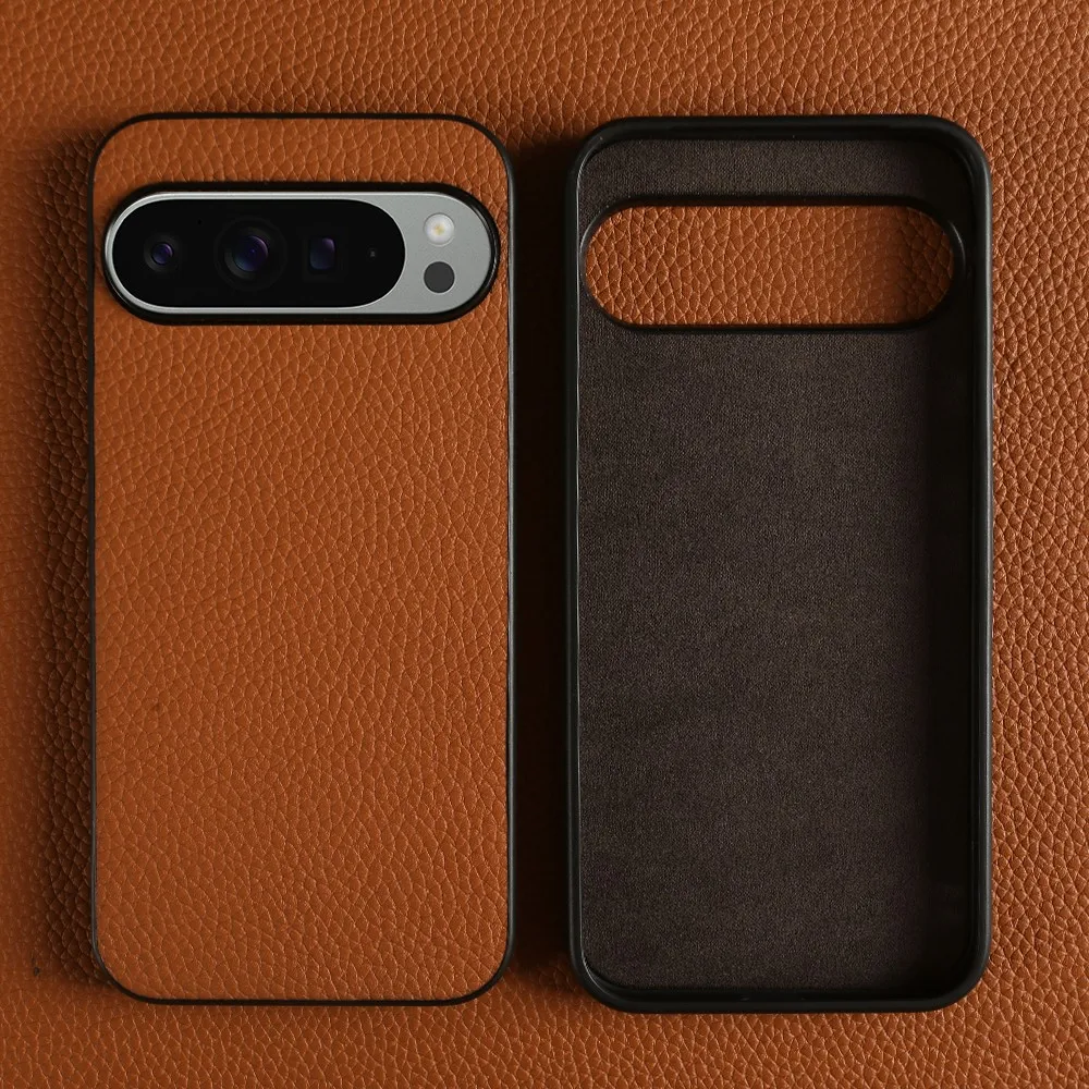 Funda de lujo Pixel 10 Pro, fundas de teléfono de cuero de vaca de negocios para Google pixel9pro 7A 8pro, funda trasera de protección completa a prueba de golpes