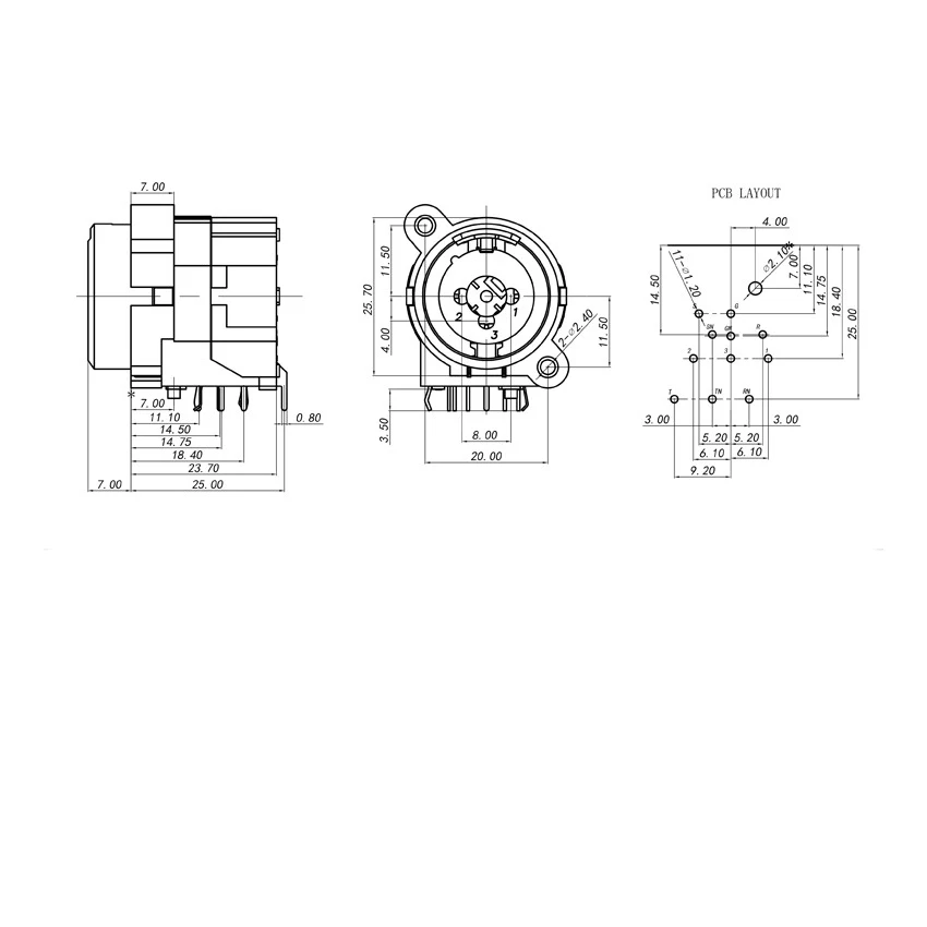2 unids/lote 6,35 Mm conector hembra XLR adaptador de enchufe hembra recto conector de Audio de doble uso enchufe de altavoz tipo de montaje en Panel - imagen 3