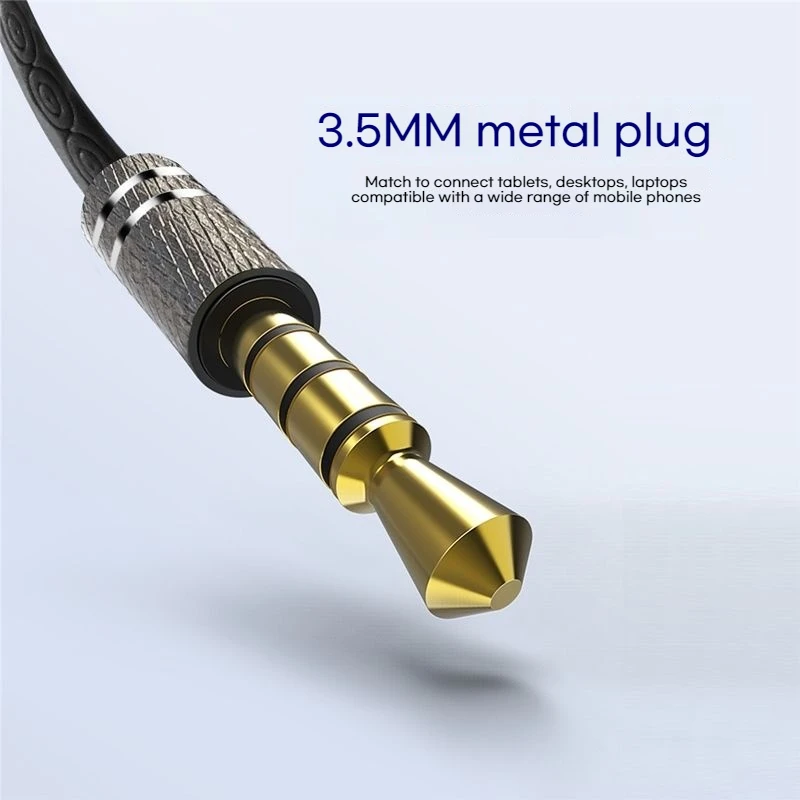 Auriculares intrauditivos con Control por cable de graves envolventes 9D, auriculares intrauditivos de 3,5mm para IOS con micrófono HD, auriculares deportivos para videojuegos, manos libres - imagen 5