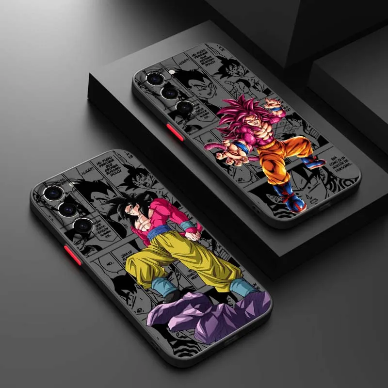 D-Dragon Ball Saiyan Goku funda de Anime para Samsung Galaxy S25 S24 S23 S22 FE Plus Ultra 5G funda de teléfono translúcida esmerilada