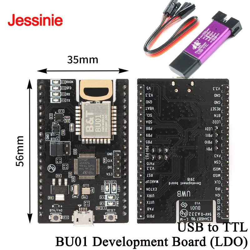 Módulo de posicionamiento interior BU01 UWB, placa de desarrollo de NodeMCU-BU01 DW1000, rango de banda ancha, antena PCB integrada de 3,3 V y 5V