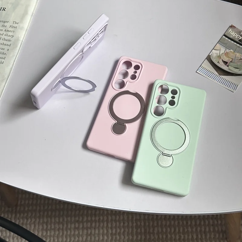 Soporte giratorio de silicona líquida para Magsafe, funda de carga inalámbrica magnética para Samsung Galaxy S25 S24 S23 Ultra Plus 5G - imagen 3